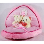 Cute Pink Convertible Chain Plush Heart with Love Couple Teddy Bears